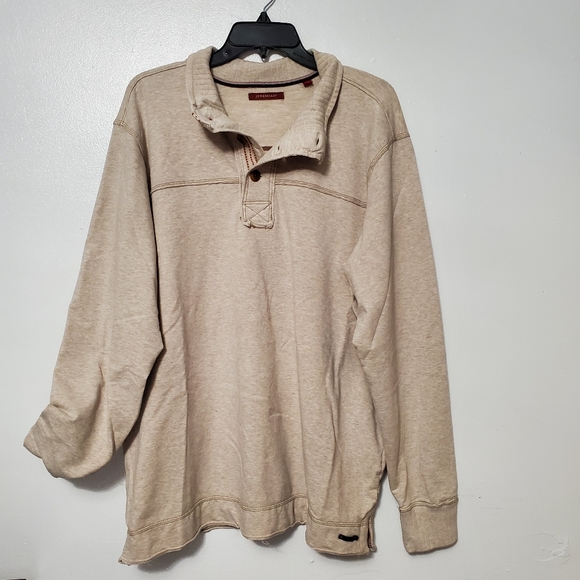 Mens XL Thermal Sherpa Pull Over Jacket Sweater Cream Front Button Up Jeremiah - Picture 3 of 12